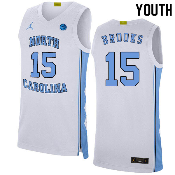 2020 Youth #15 Garrison Brooks North Carolina Tar Heels College Basketball Jerseys Sale-White - Click Image to Close